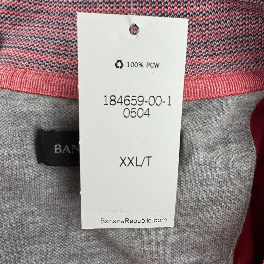 Banana Republic Polo Shirt Mens 2XLT Red Short Sleeve‎ Cotton Blend NWT TP-3538